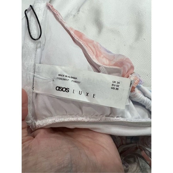 ASOS Lux Puff Sleeve Pastel Corset One Piece Bathing Suit Sz 20 Womens Plus NWT - Picture 7 of 7